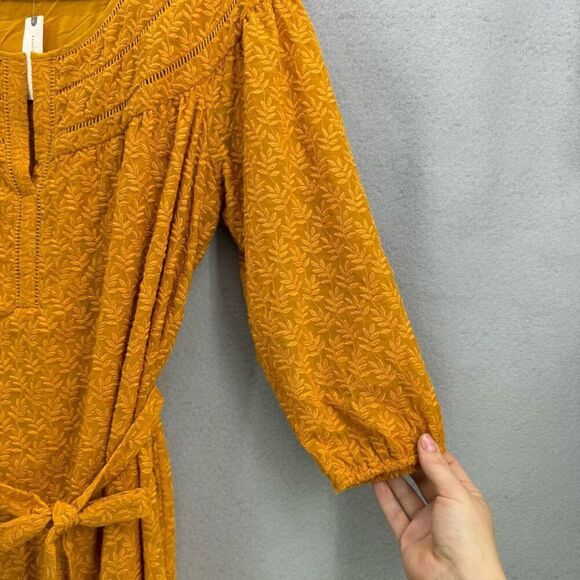 NWT Anthropologie Daniel Rainn Gold Yellow Embroidered Tunic Dress Size XL - Picture 8 of 11